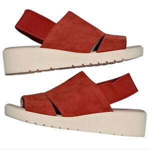 Johnston & Murphy Cassandra Women's Suede Wedge Sandals Slingback Red Size 9